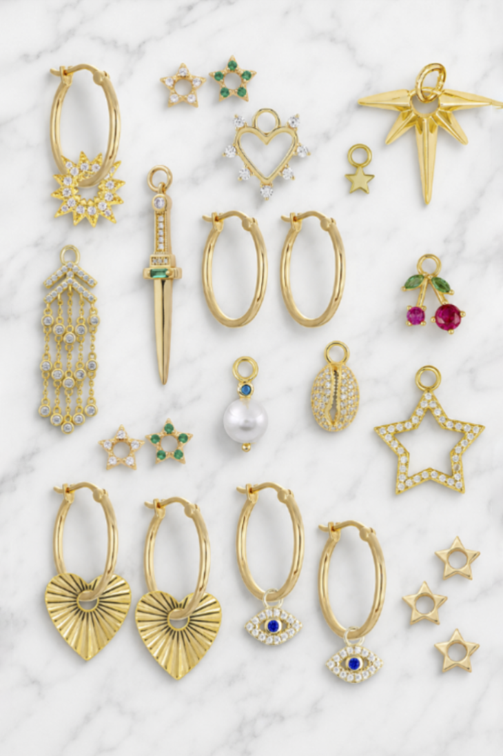 20mm Golden hoops with Charms