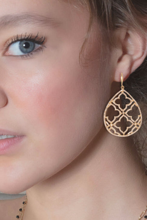 Amara Earrings, white or emerald or turquoise stones