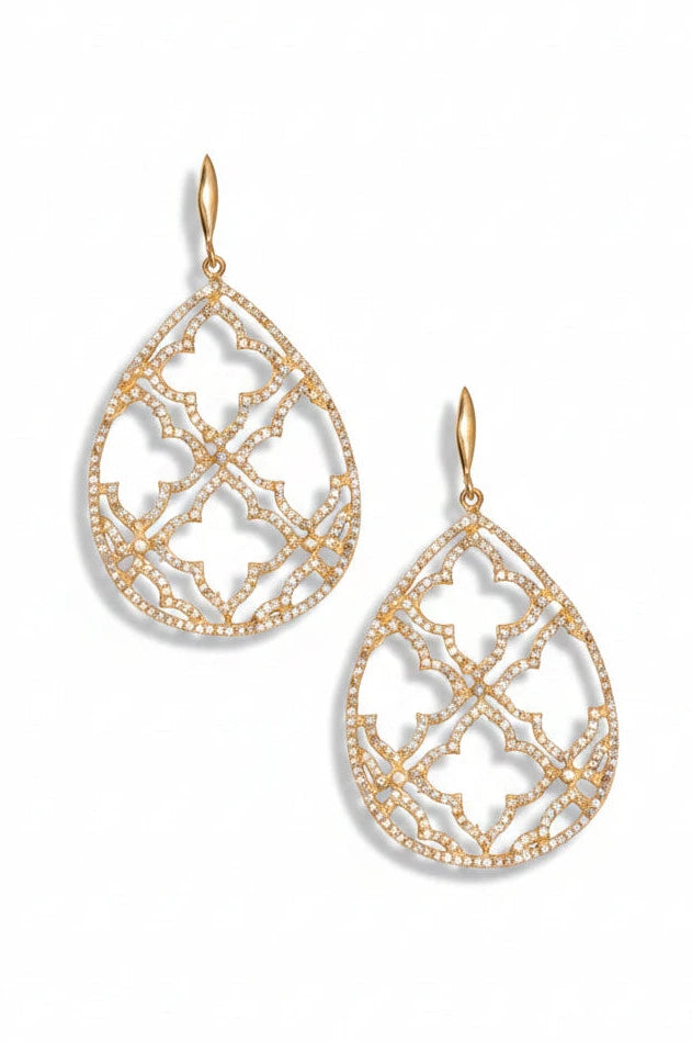 Amara Earrings, white or emerald or turquoise stones