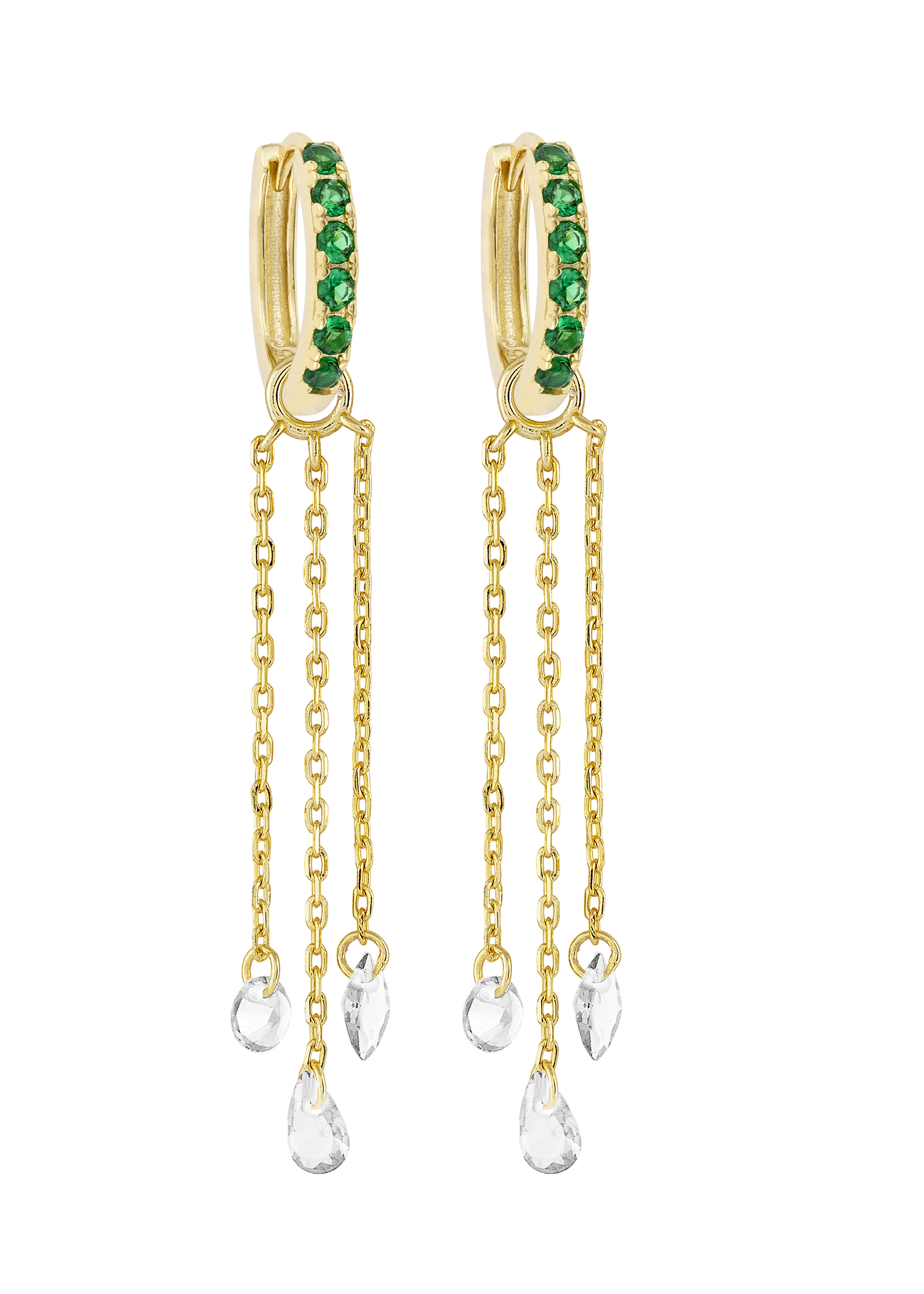Emerald Midi hoops with or without Charms