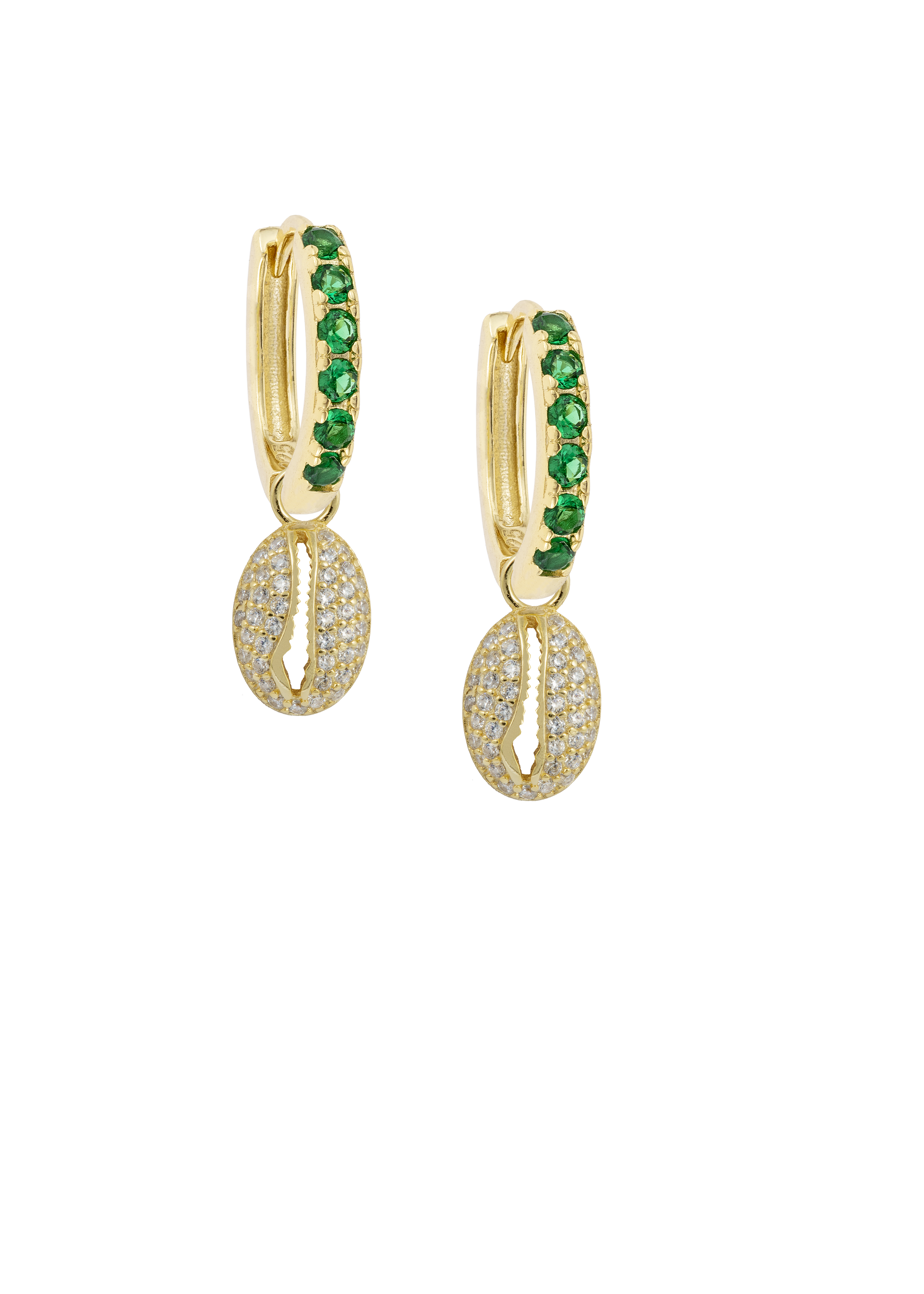 Emerald Midi hoops with or without Charms