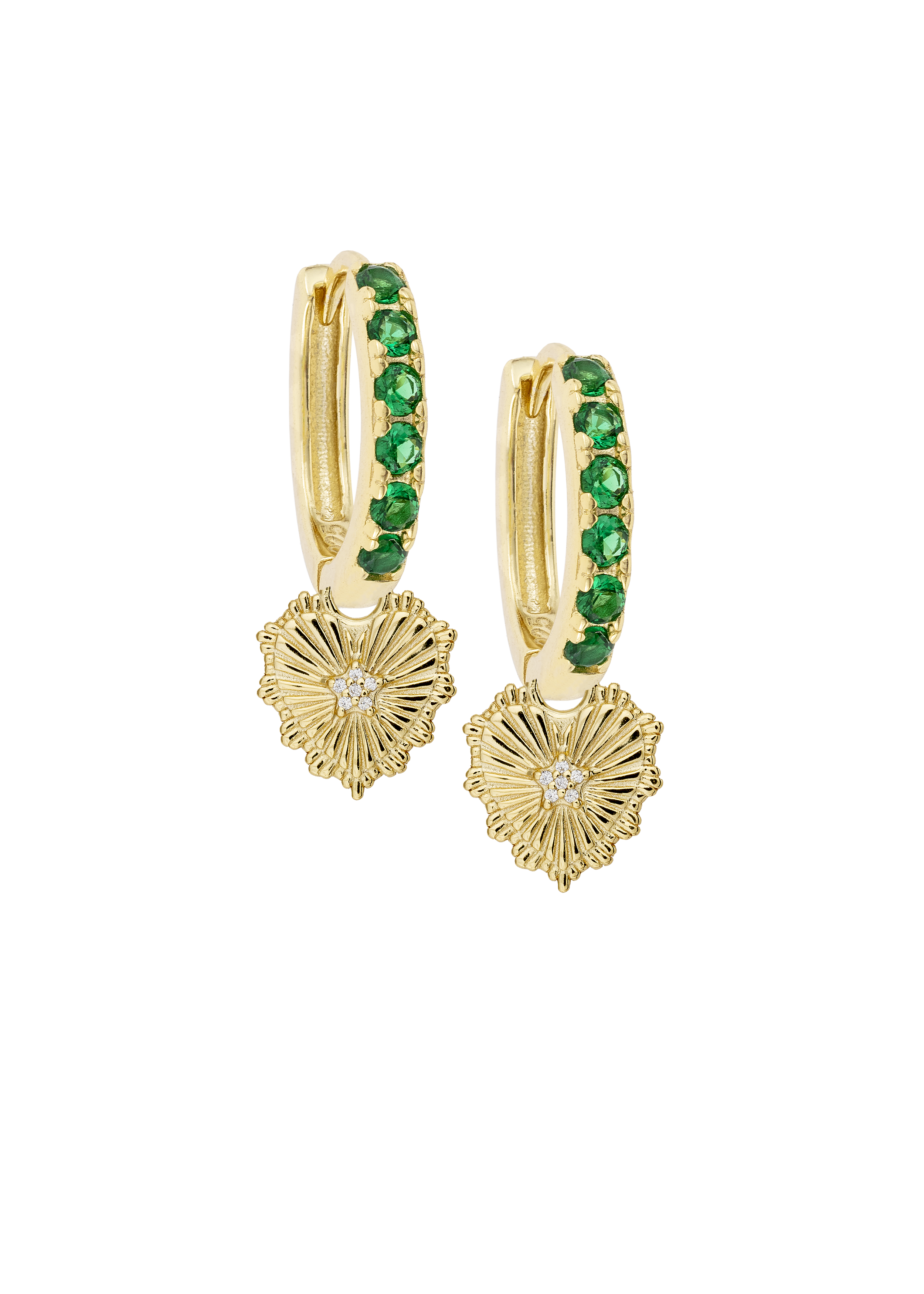 Emerald Midi hoops with or without Charms