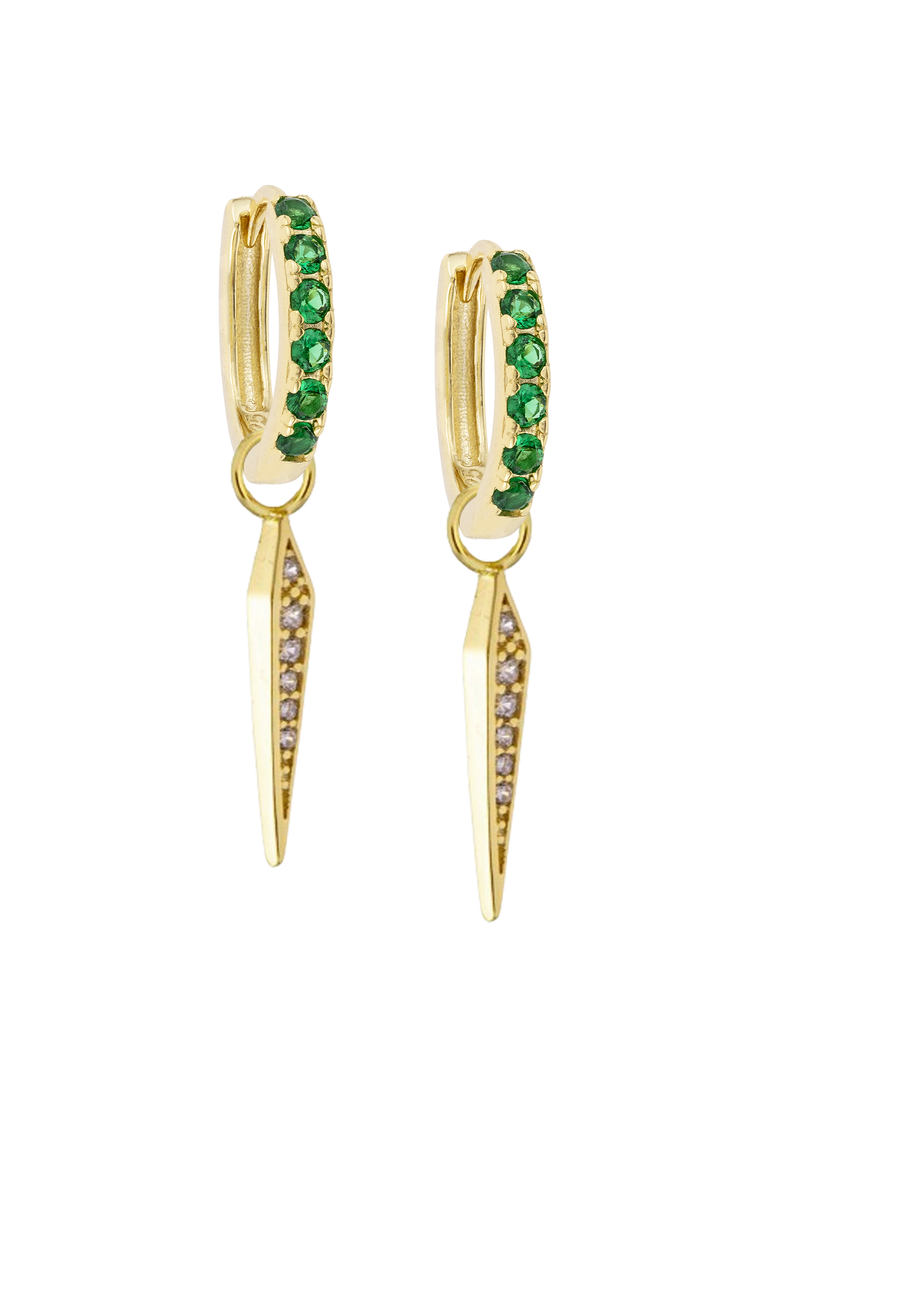 Emerald Midi hoops with or without Charms