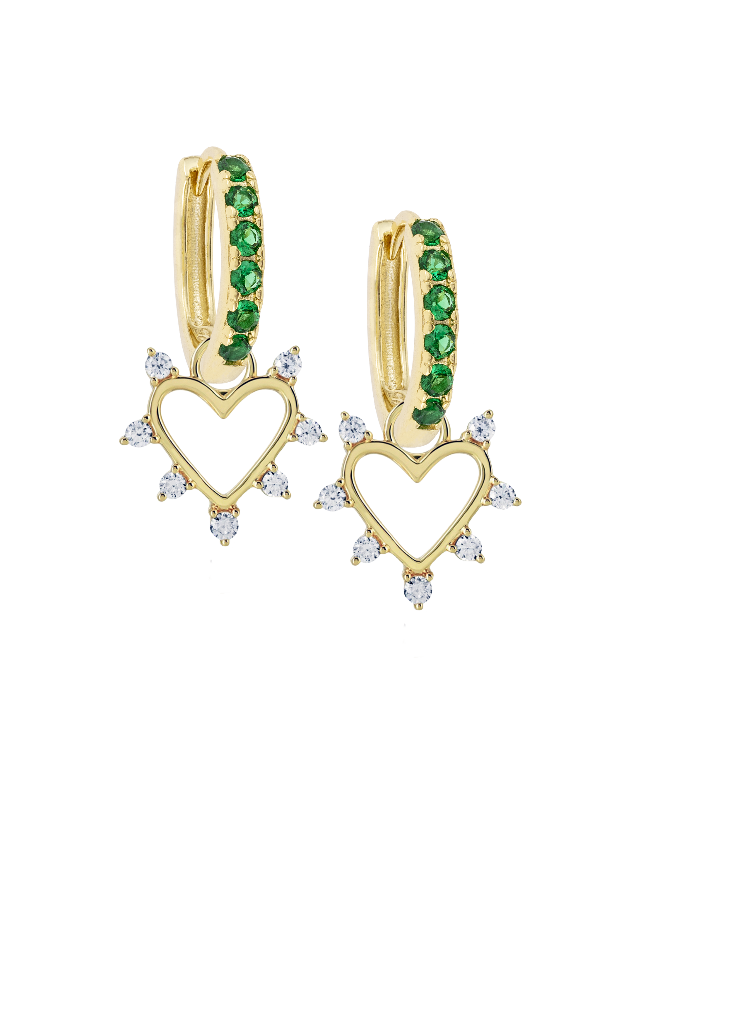 Emerald Midi hoops with or without Charms