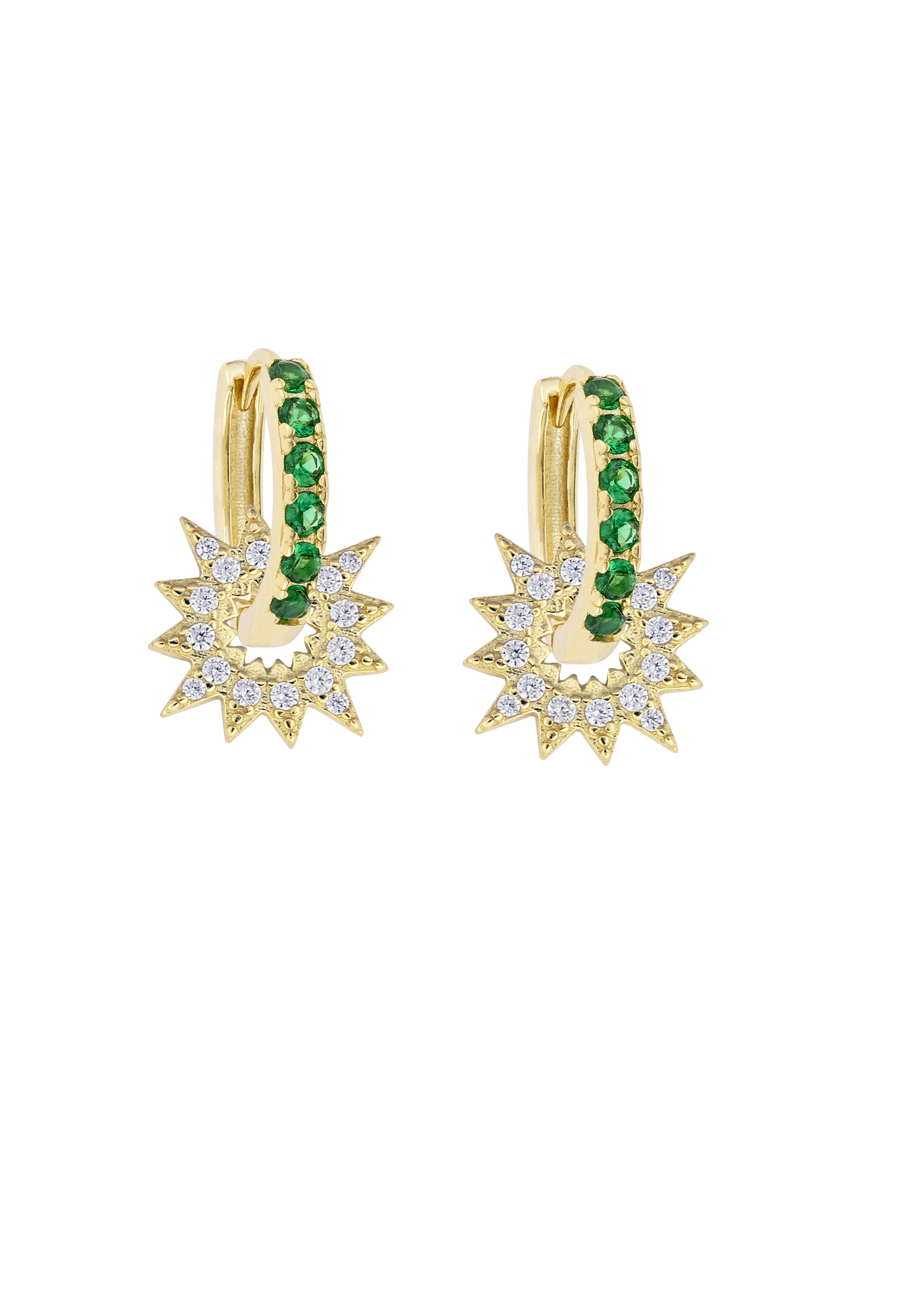 Emerald Midi hoops with or without Charms
