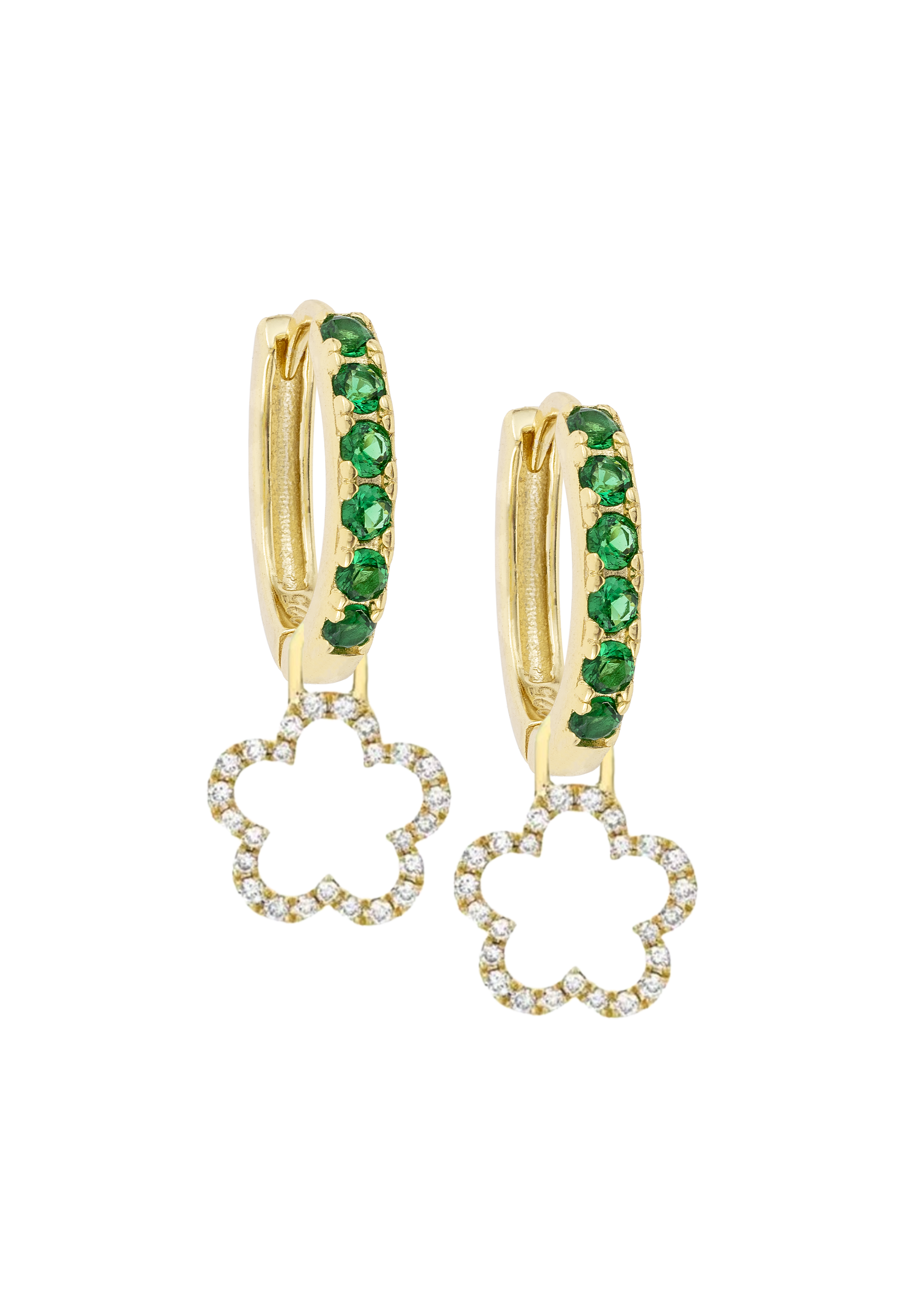 Emerald Midi hoops with or without Charms
