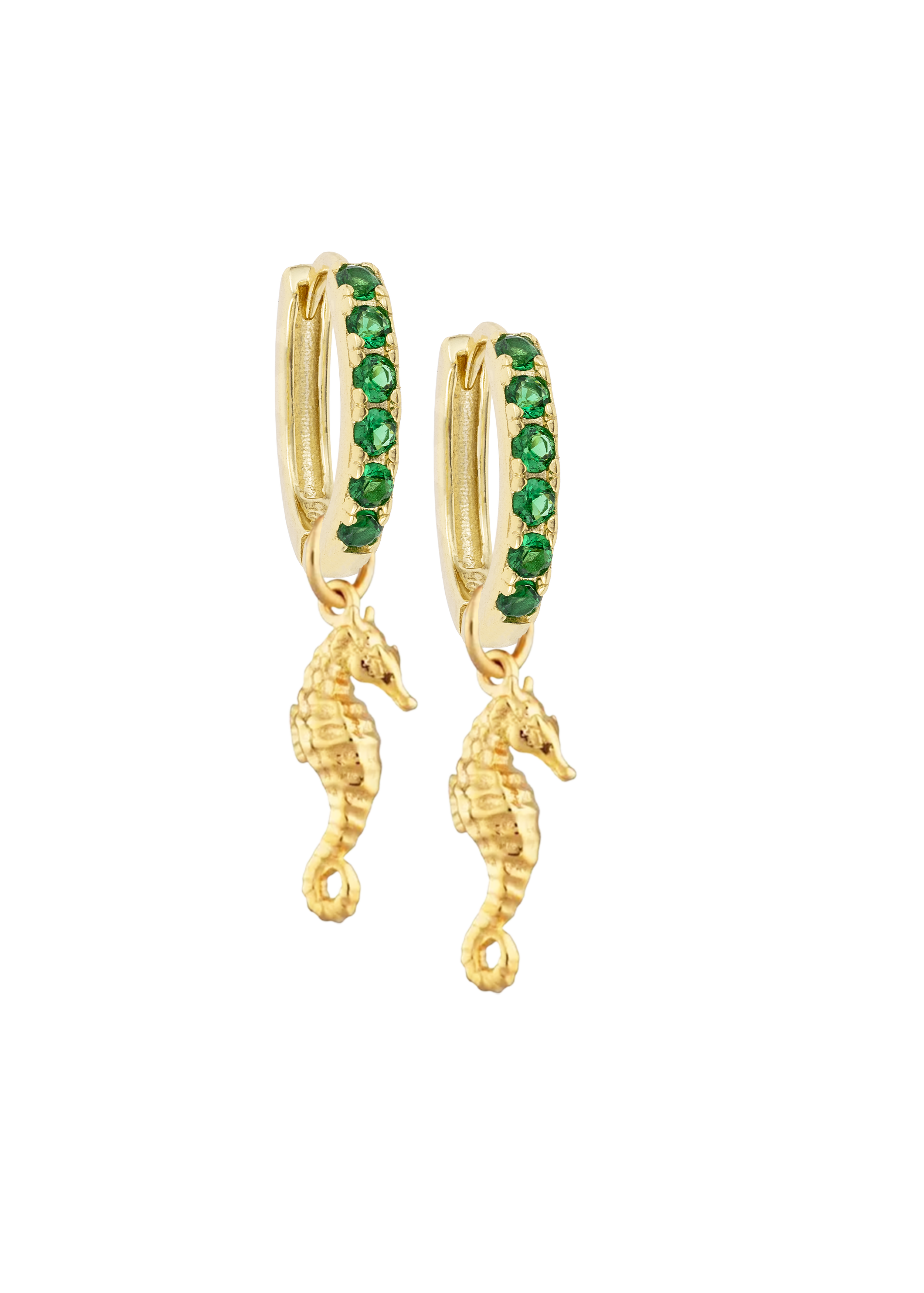 Emerald Midi hoops with or without Charms