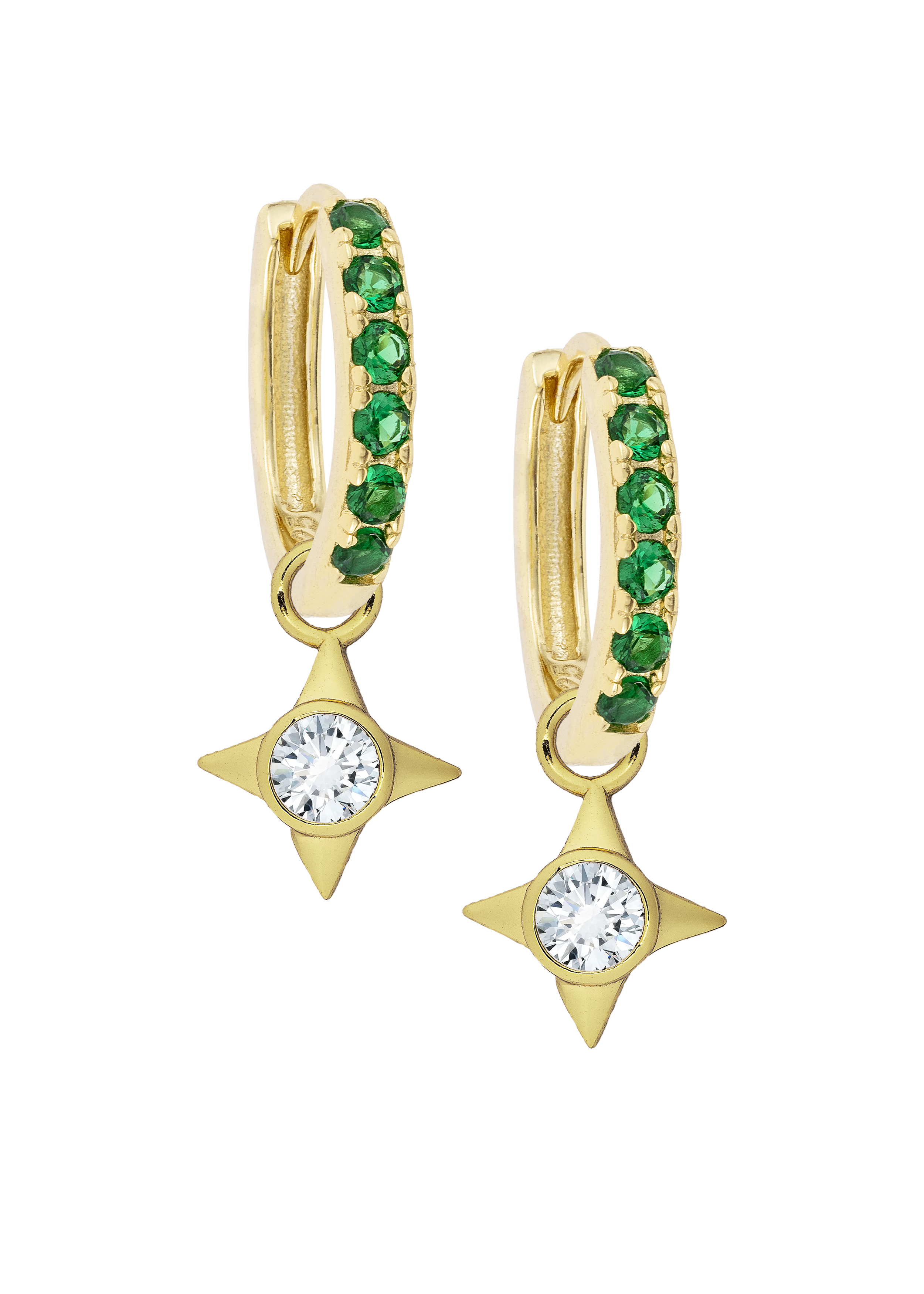 Emerald Midi hoops with or without Charms