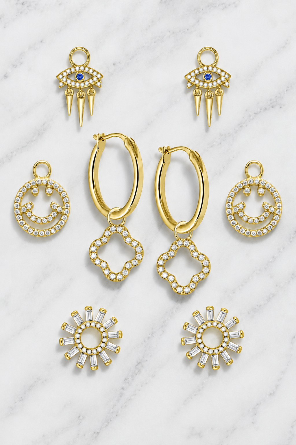 Earring charm set ONE 13mm golden hoops