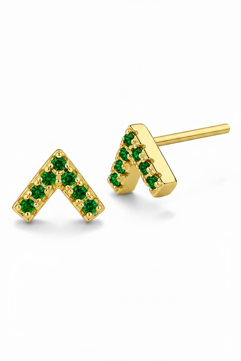 Emerald Chevron Stud