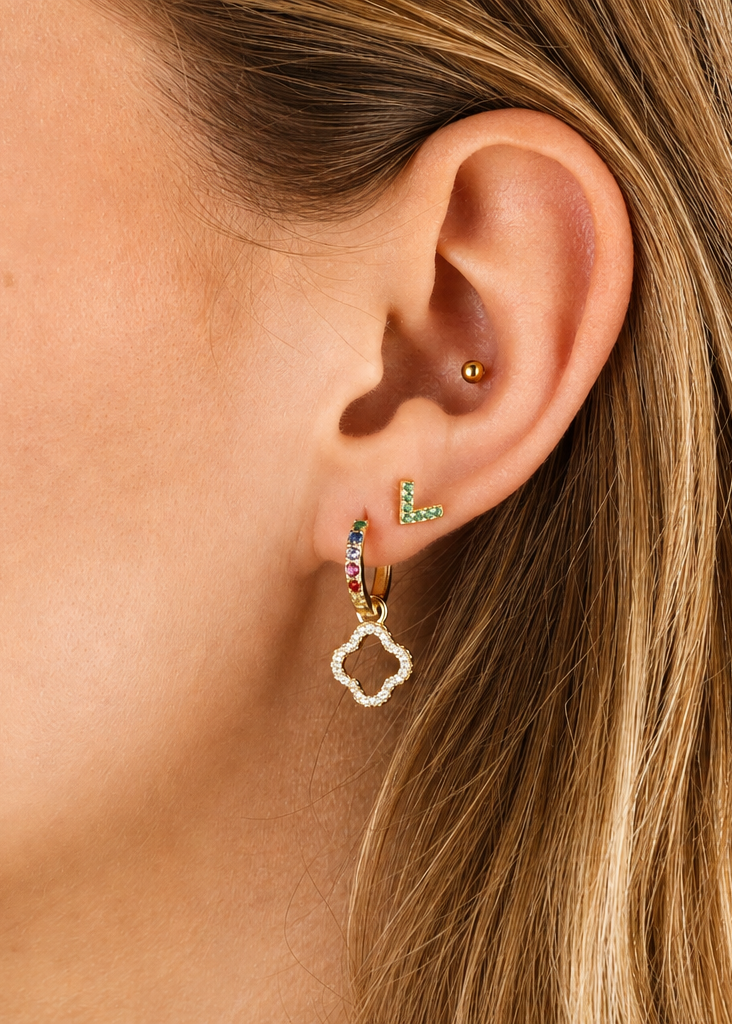 Emerald Chevron Stud