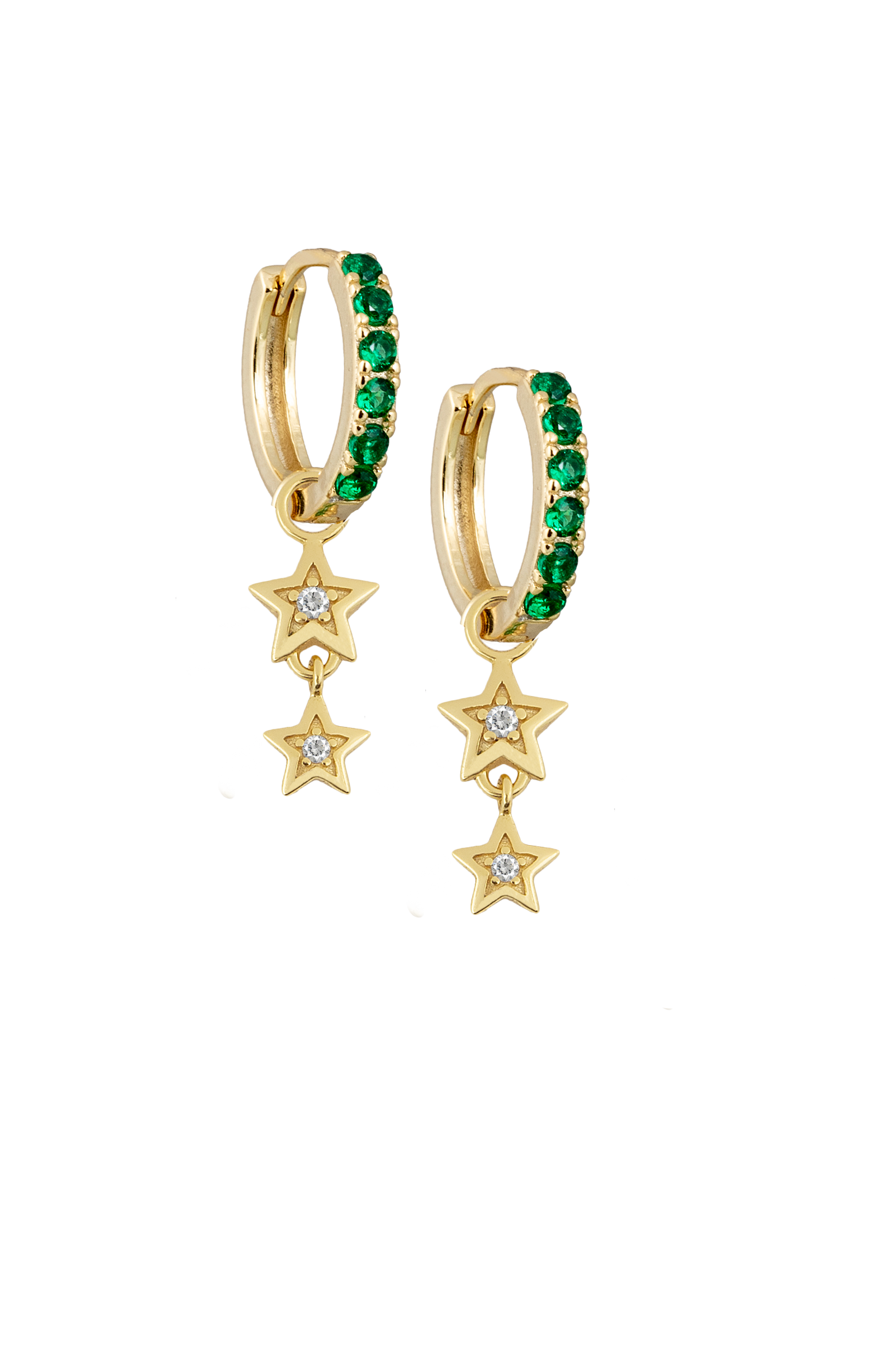 Emerald Midi hoops with or without Charms