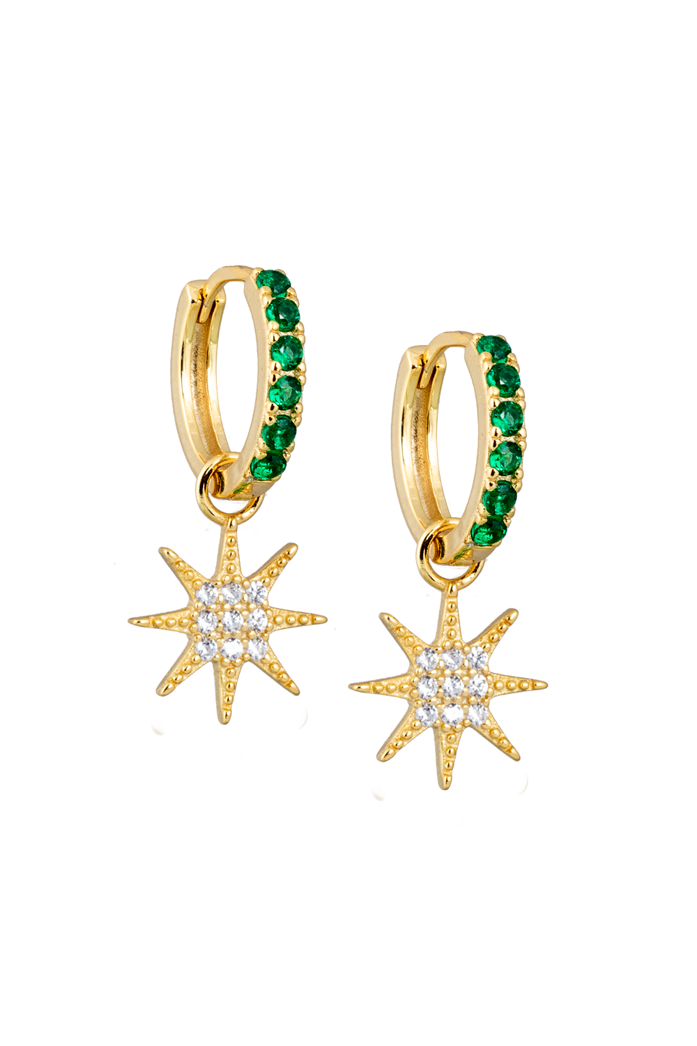 Emerald Midi hoops with or without Charms