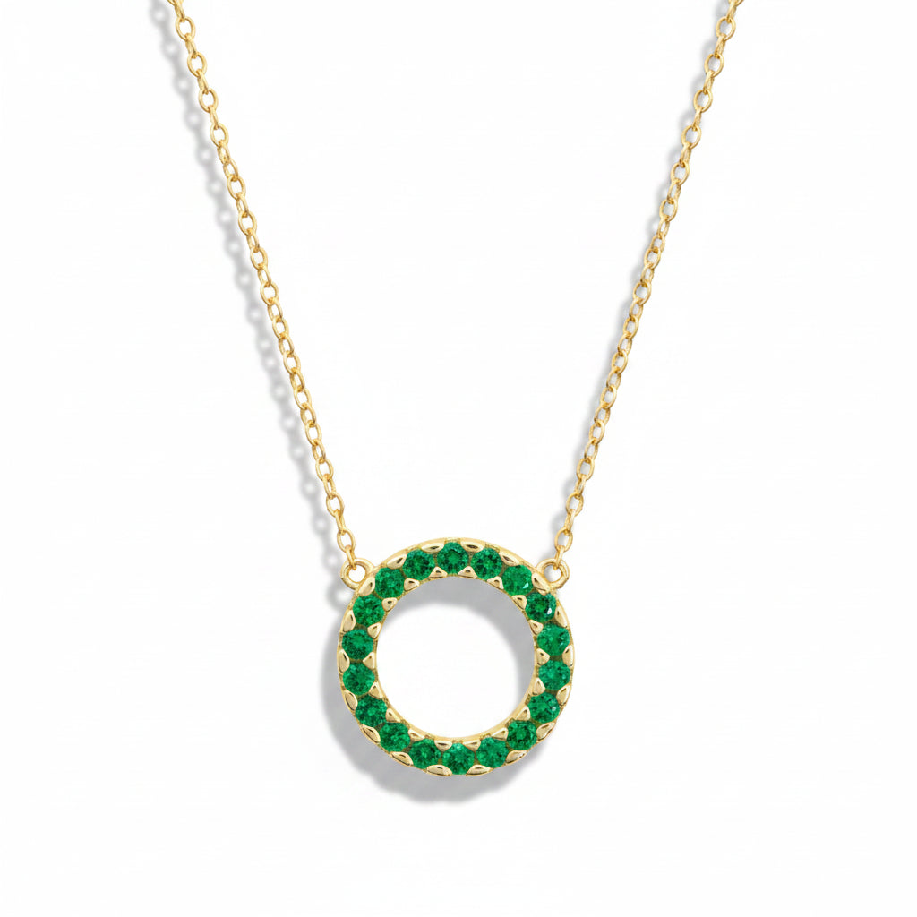Eternity Necklace White or Bright Emerald stones