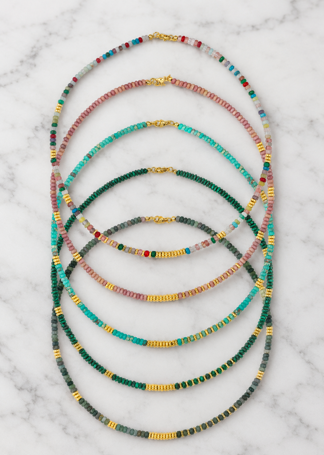 Nila Necklace - 5 stone colours