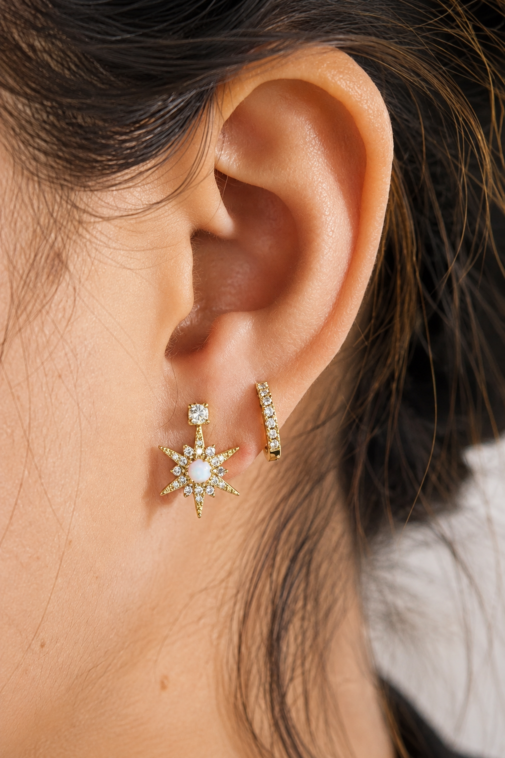 Opal Star Drop Studs