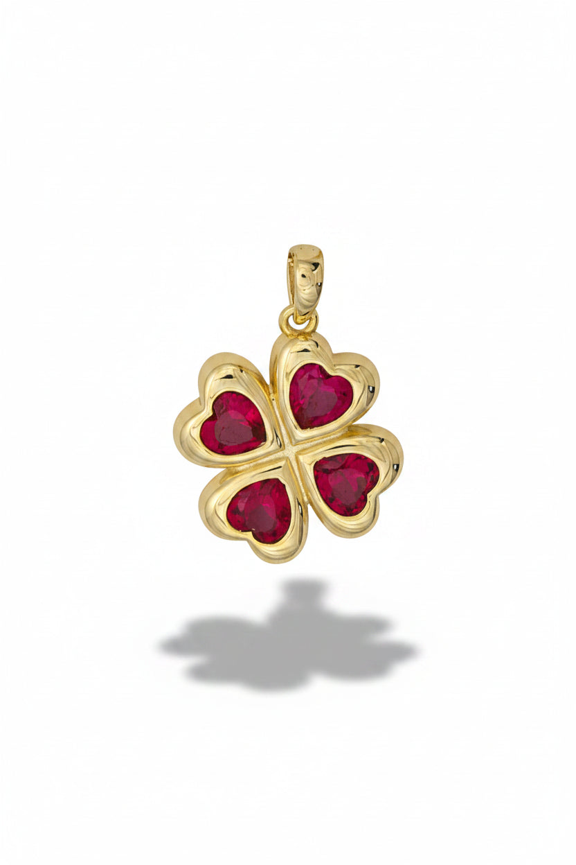 Star Ruby Clover pendant