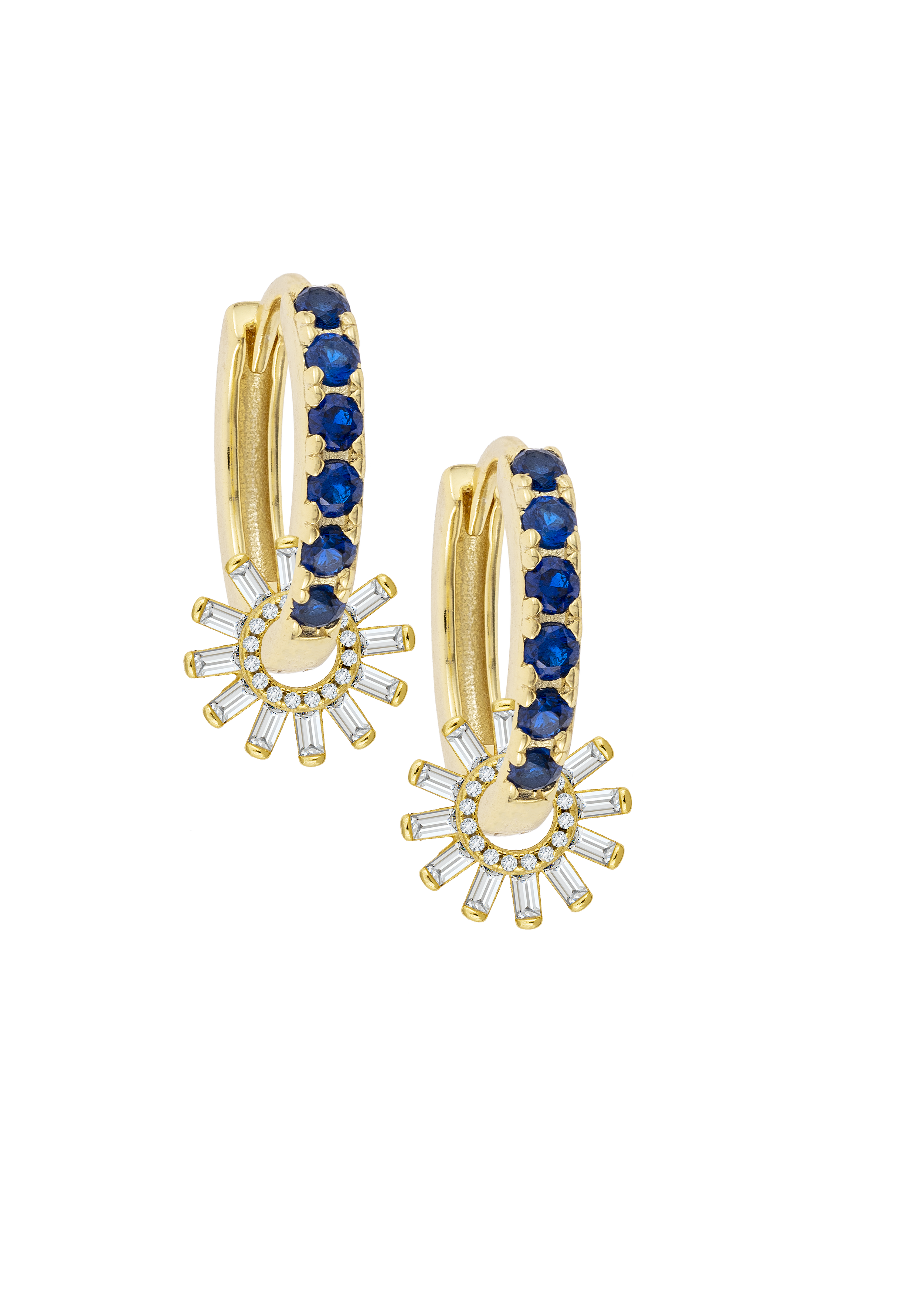 Sapphire Midi Hoops with or without Charms