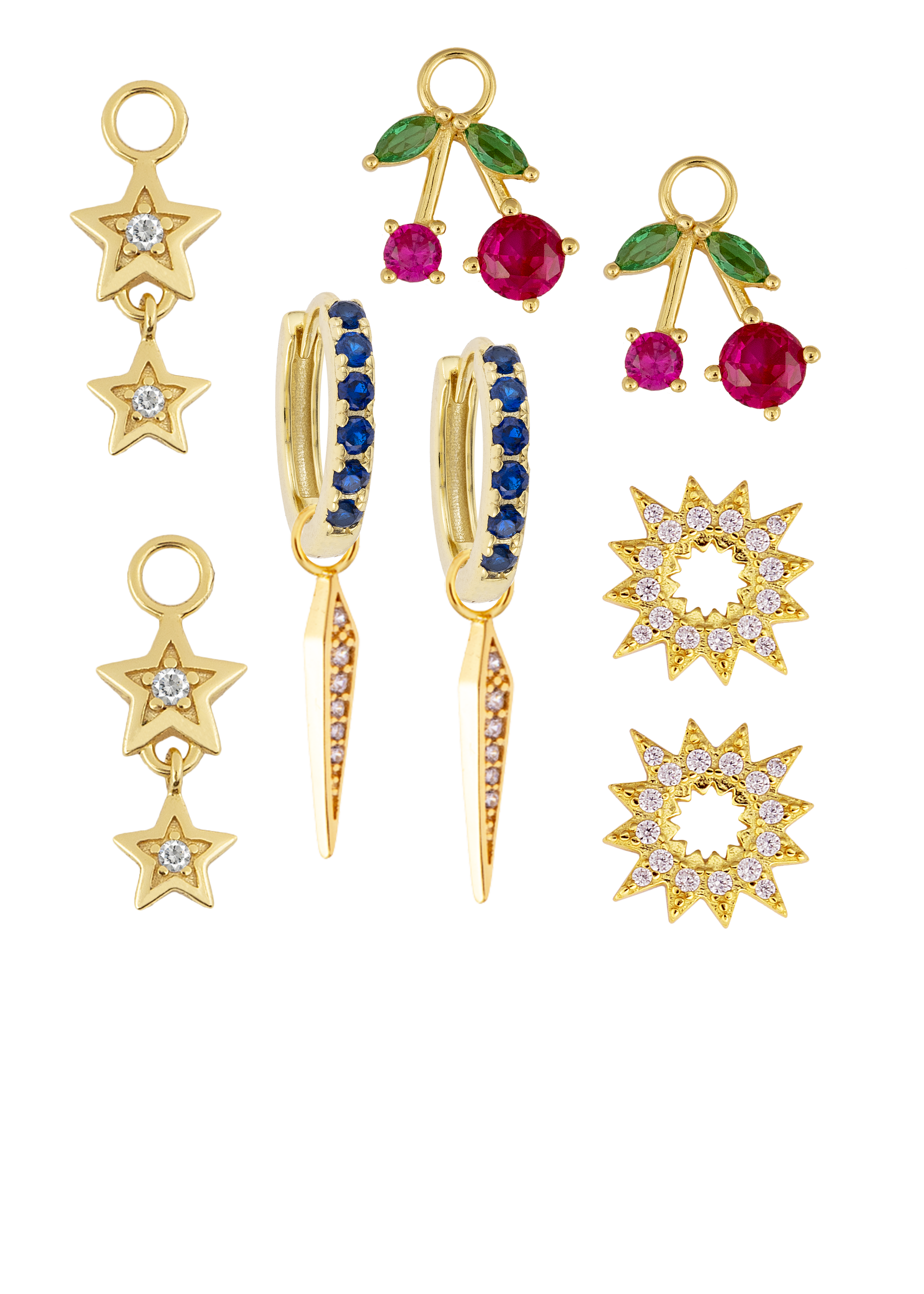 Sapphire Midi Hoops with or without Charms