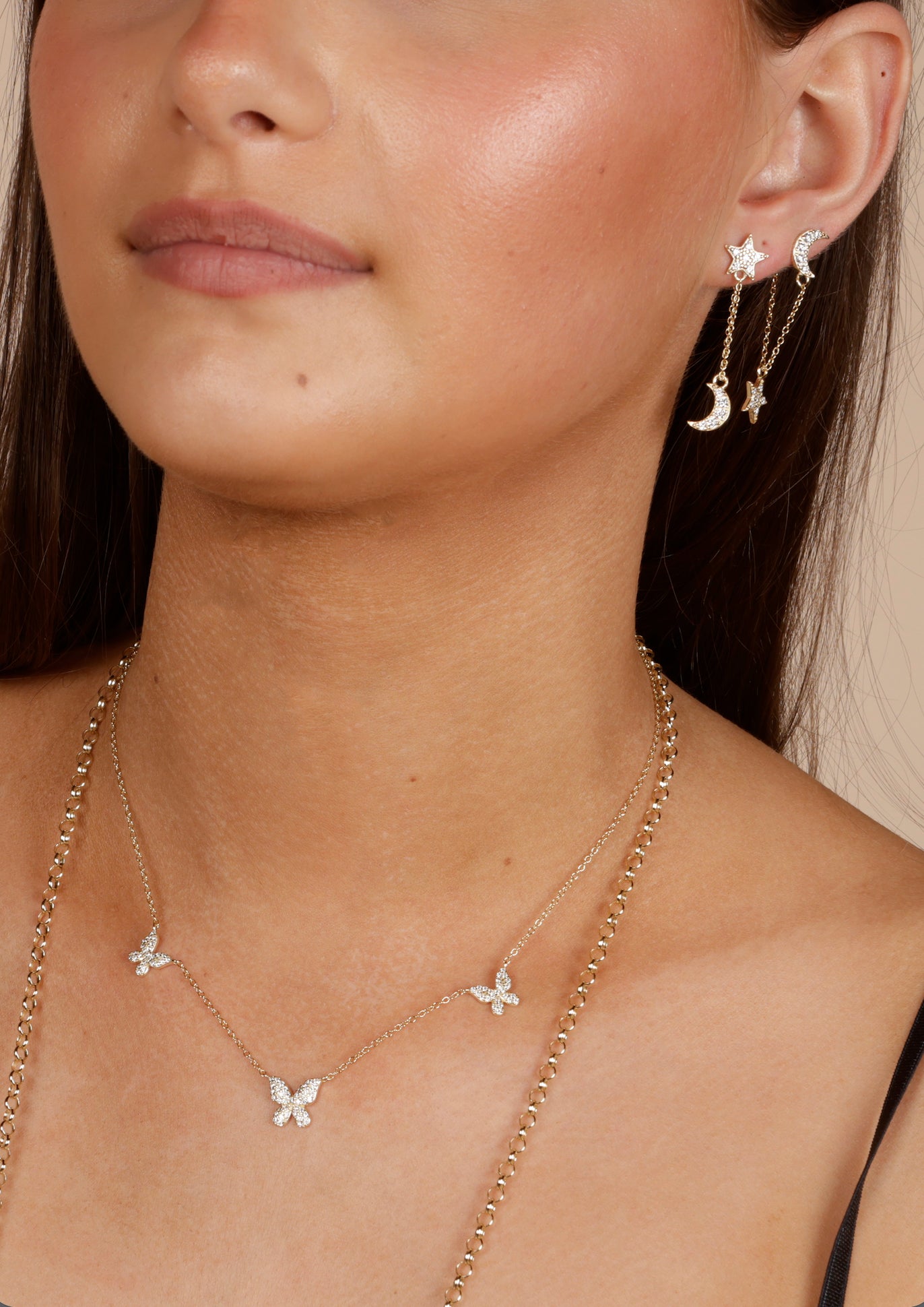 Star and Moon drop studs