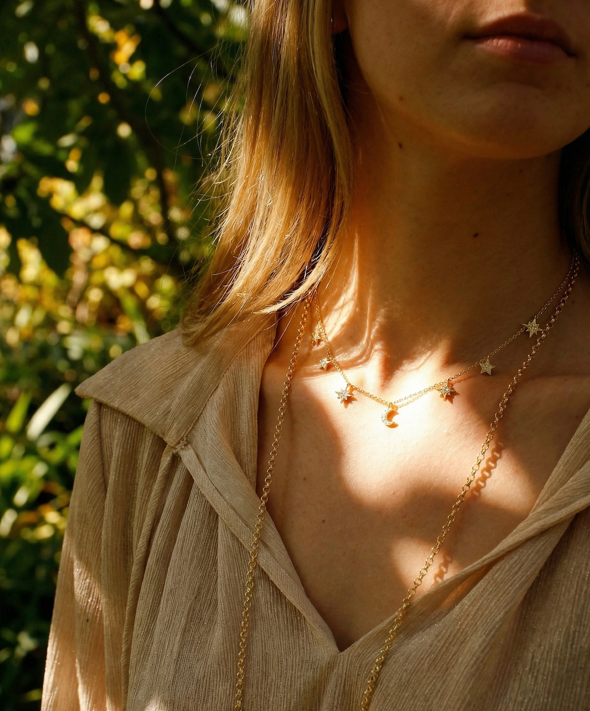Star and Moon Charm Necklace
