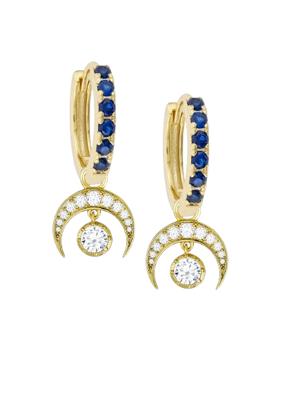 Sapphire Midi Hoops with or without Charms