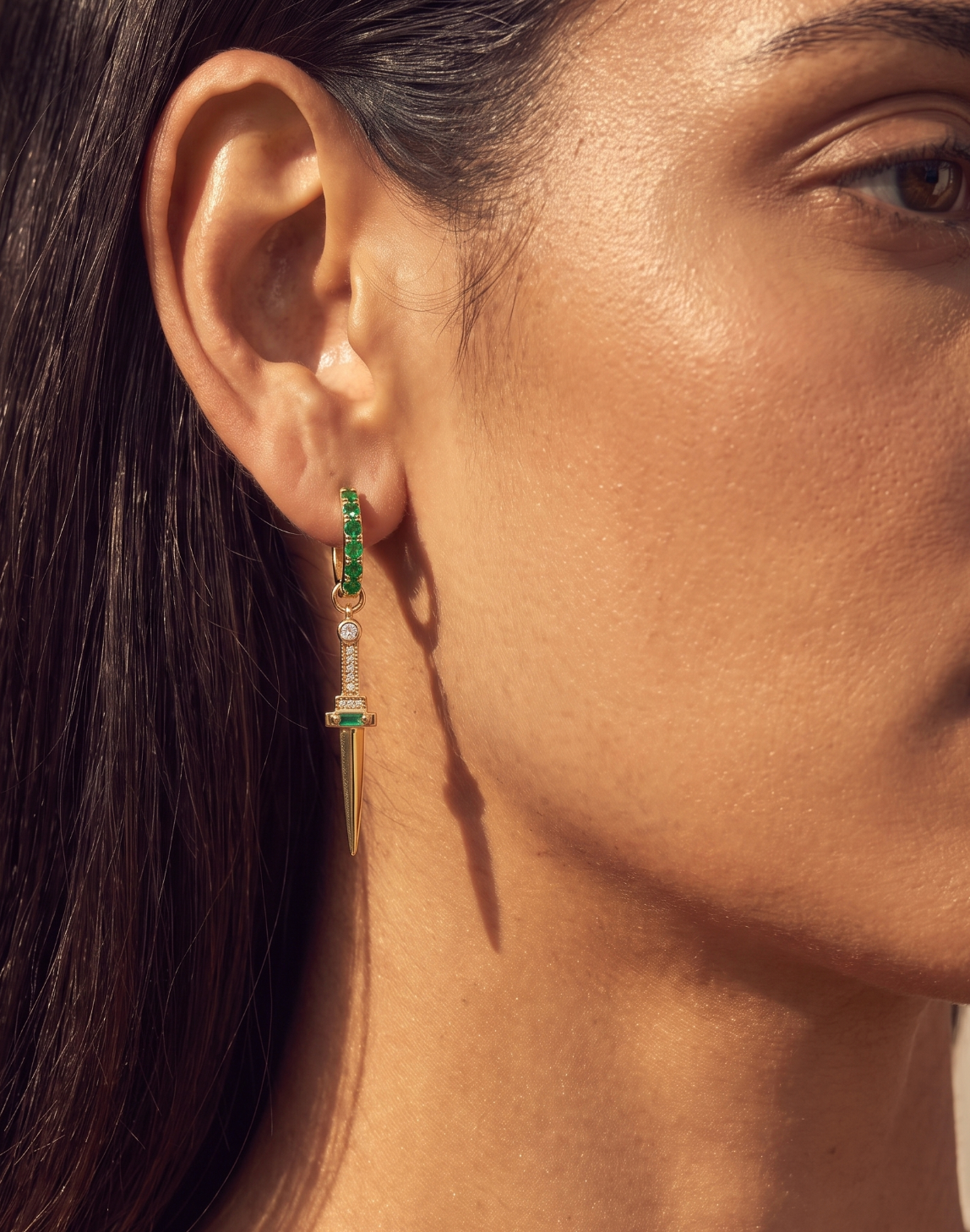 Emerald Midi hoops with or without Charms