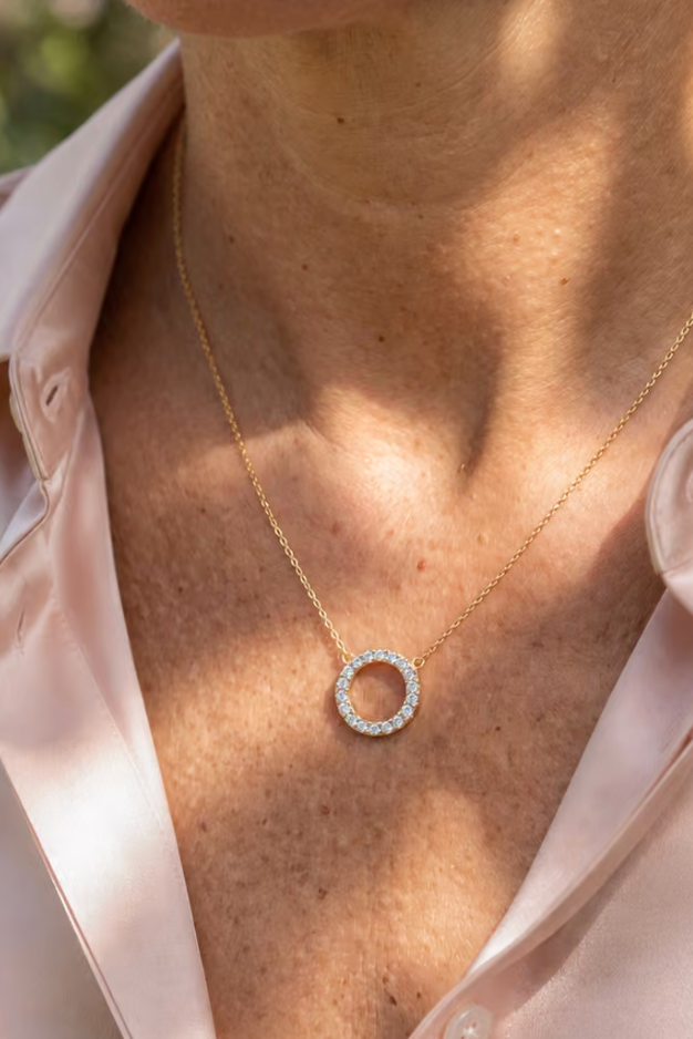 Eternity Necklace White or Bright Emerald stones