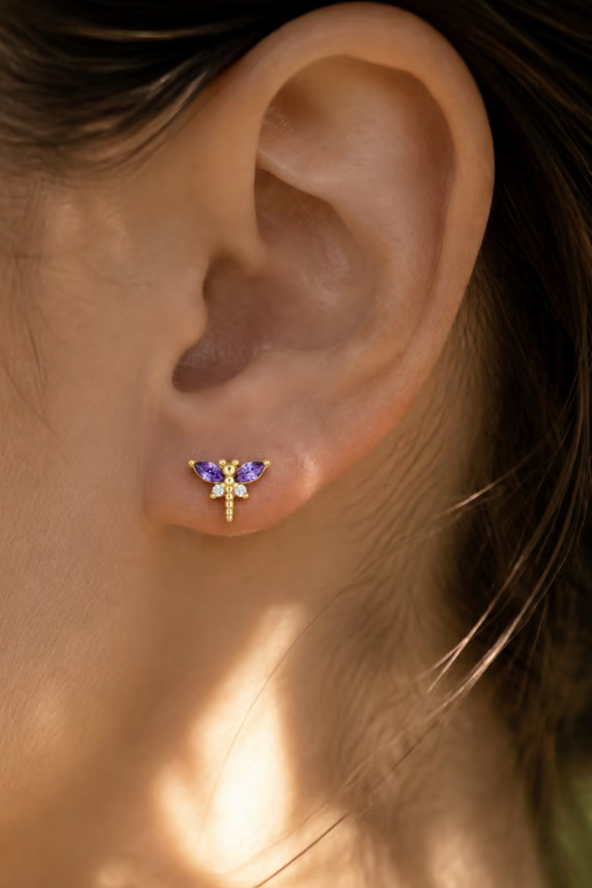 Amethyst Dragonfly studs