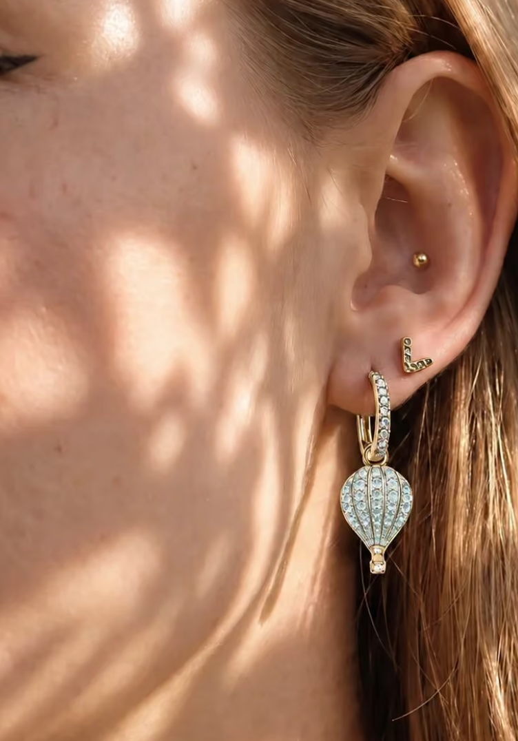 Hot Air Balloon - Aquamarine charm