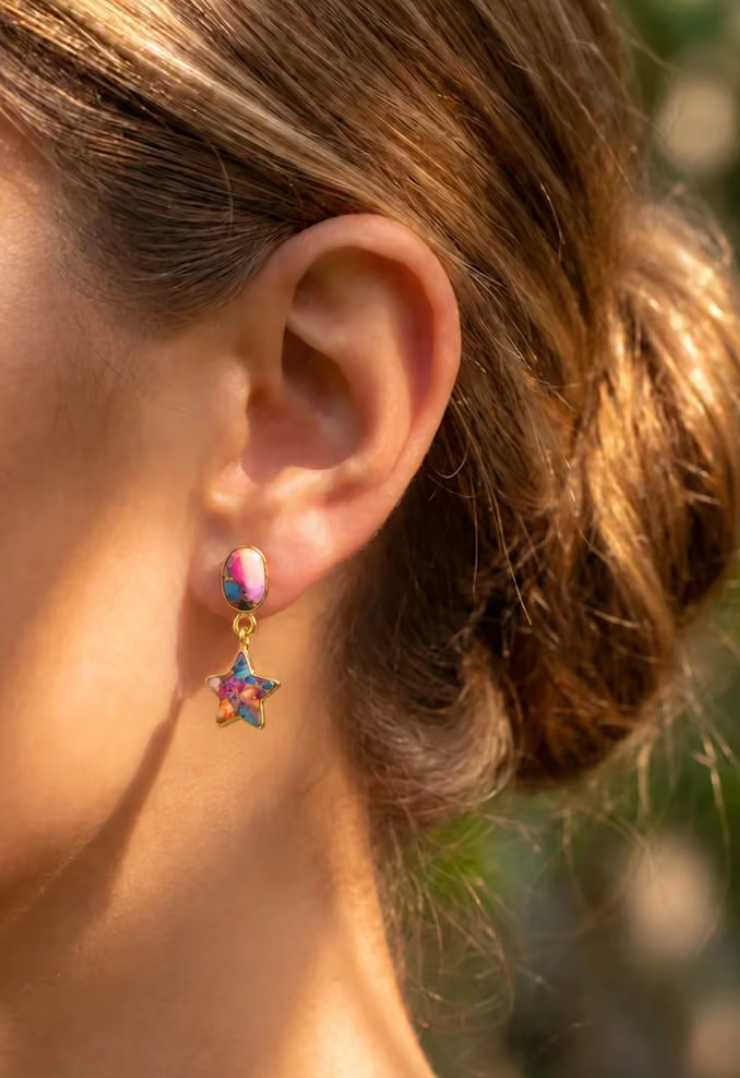 Pink opal star drops
