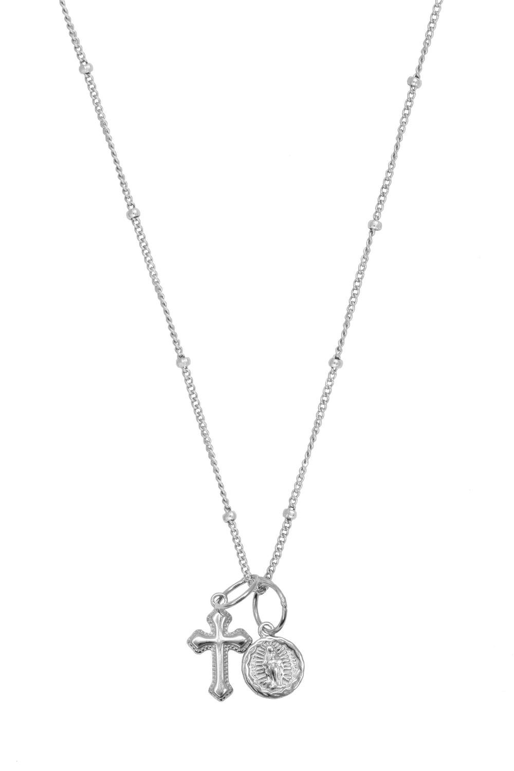 Silver Cross and Medal Necklace