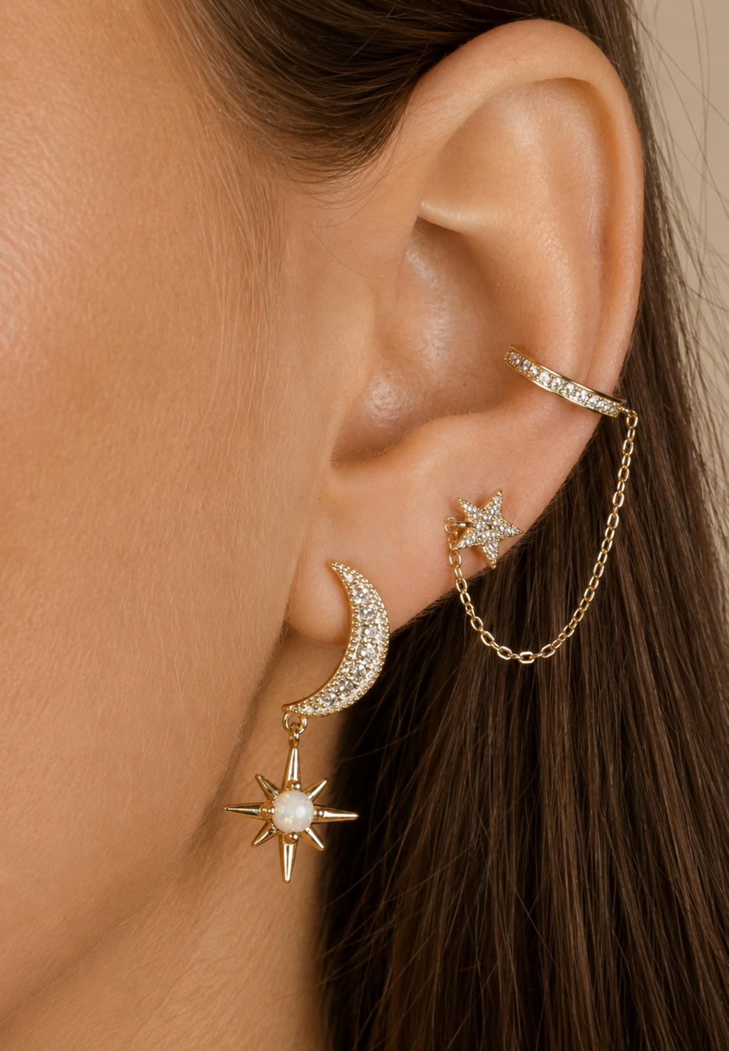 Star Stud and linked Cuff