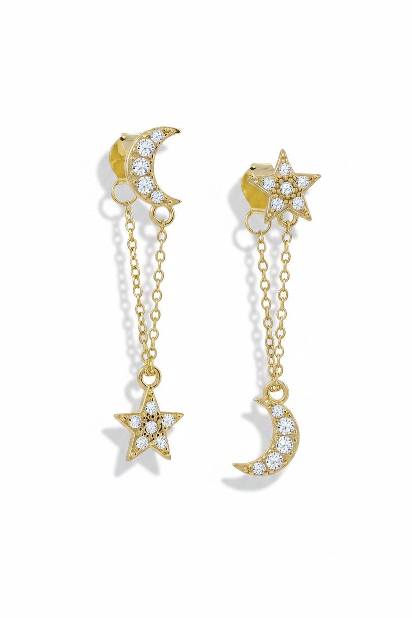 Star and Moon drop studs