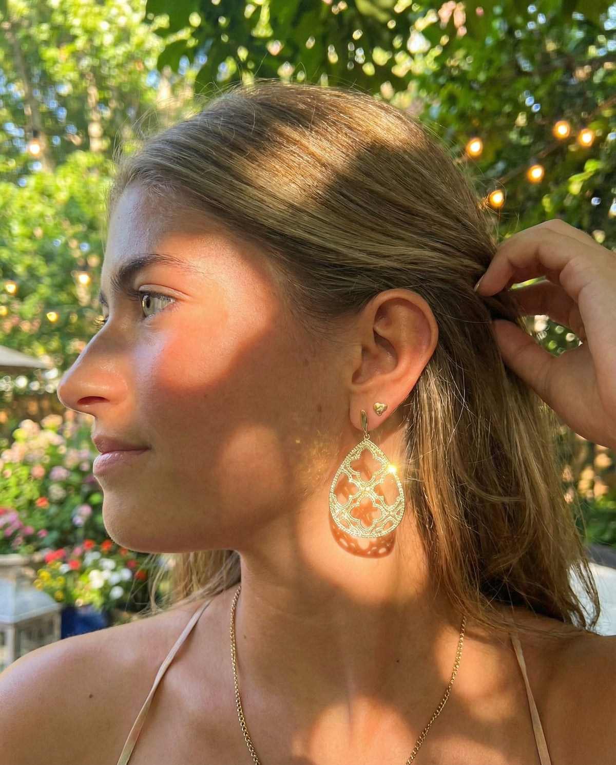 Amara Earrings, white or emerald or turquoise stones
