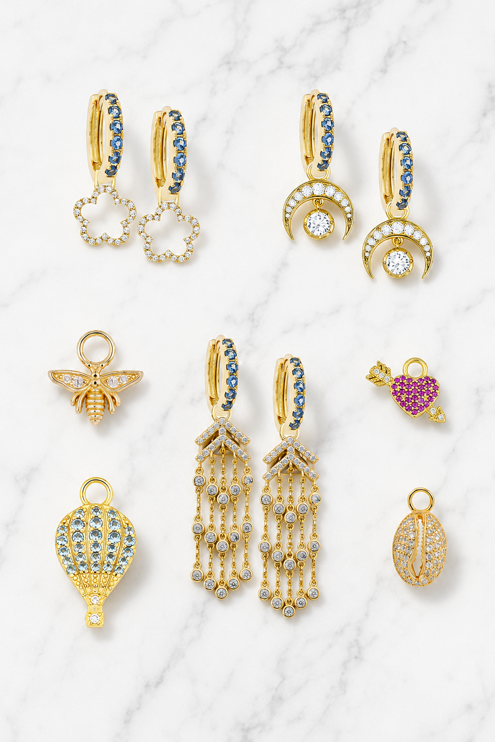 Aquamarine Midi Hoops with or without charms
