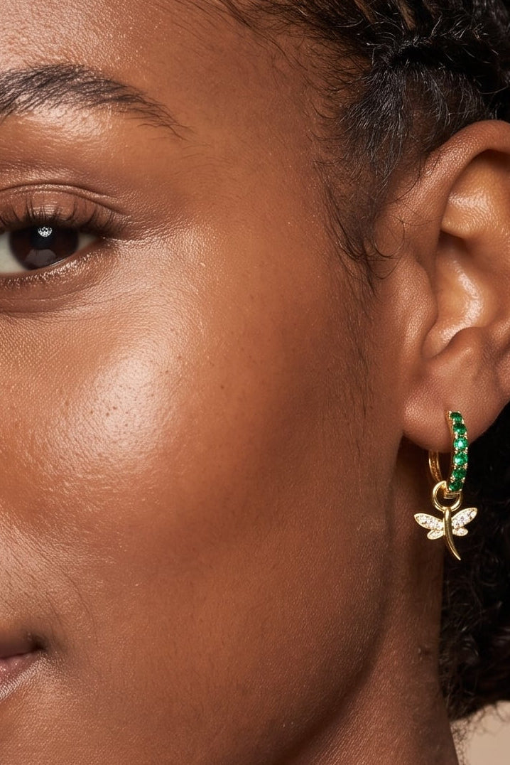 Emerald Midi hoops with or without Charms