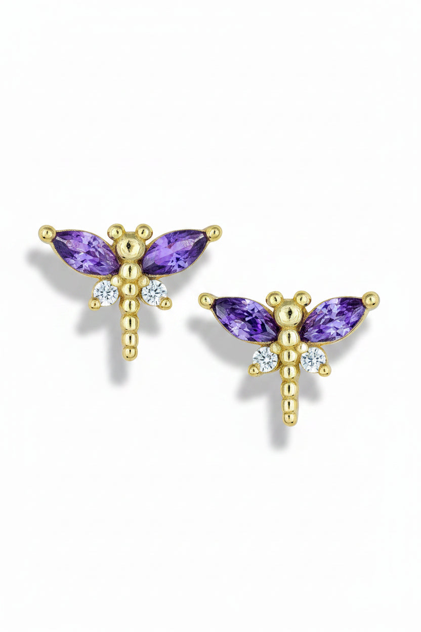 Amethyst Dragonfly studs