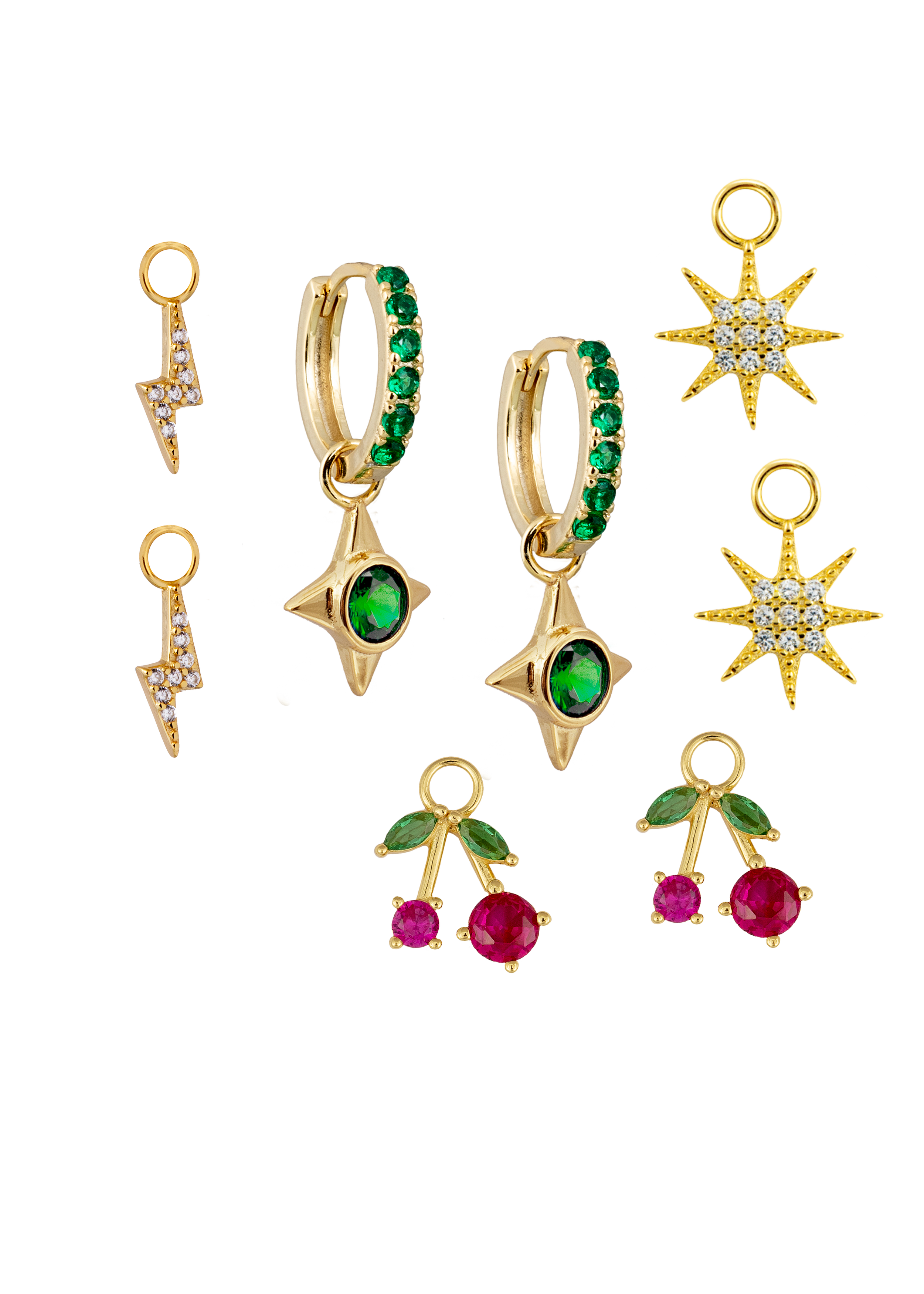 Emerald Midi hoops with or without Charms