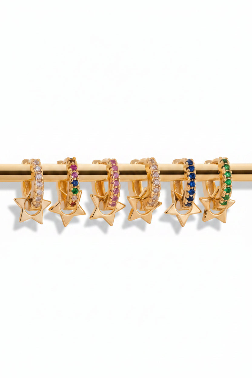 Huggies with golden Wheel Star Charms