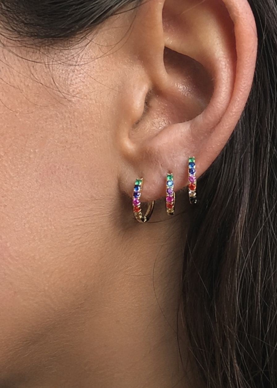 Rainbow Midi Hoops with or without Charms