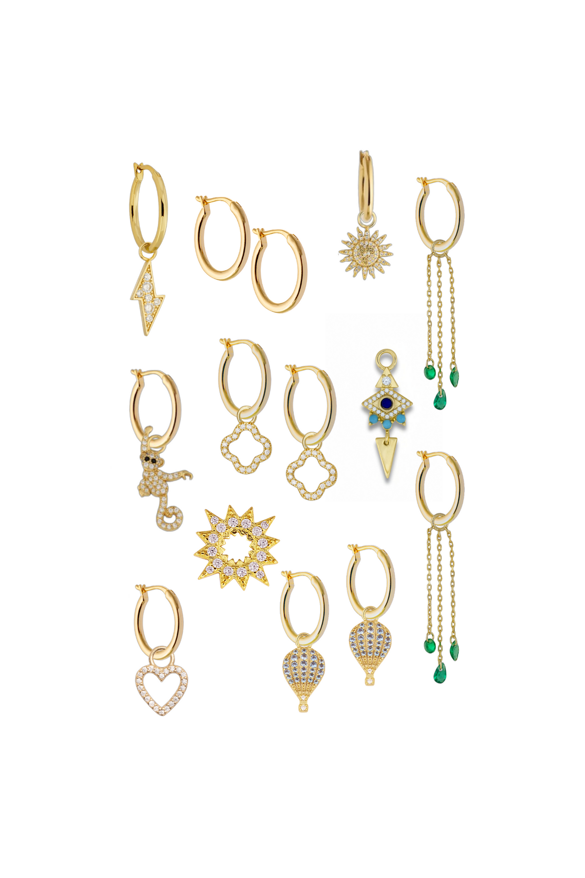 13mm Golden Hoops with or without charms