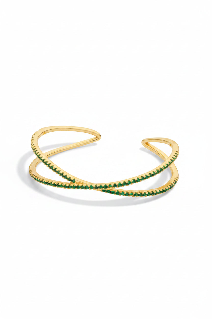 Zirconia Twist Bracelet Bright White, Emerald Green, Rainbow or deep Sapphire Blue
