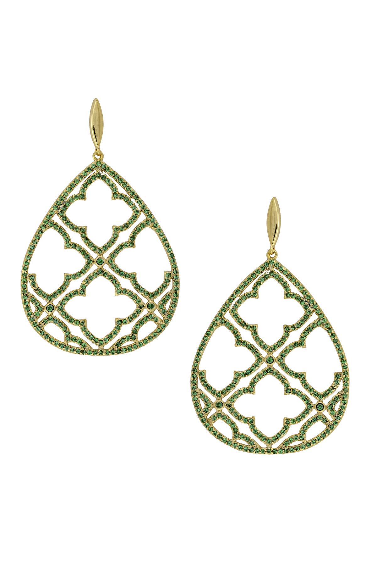 Amara Earrings, white or emerald or turquoise stones