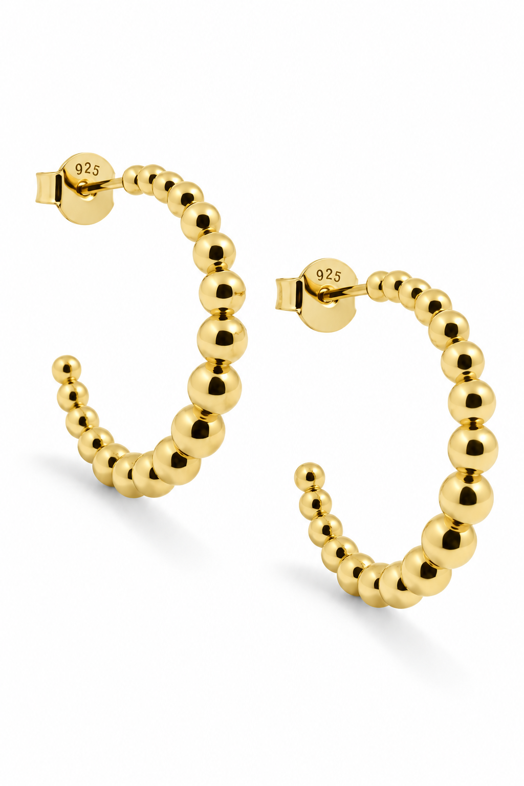 Beaded Gold Hoops