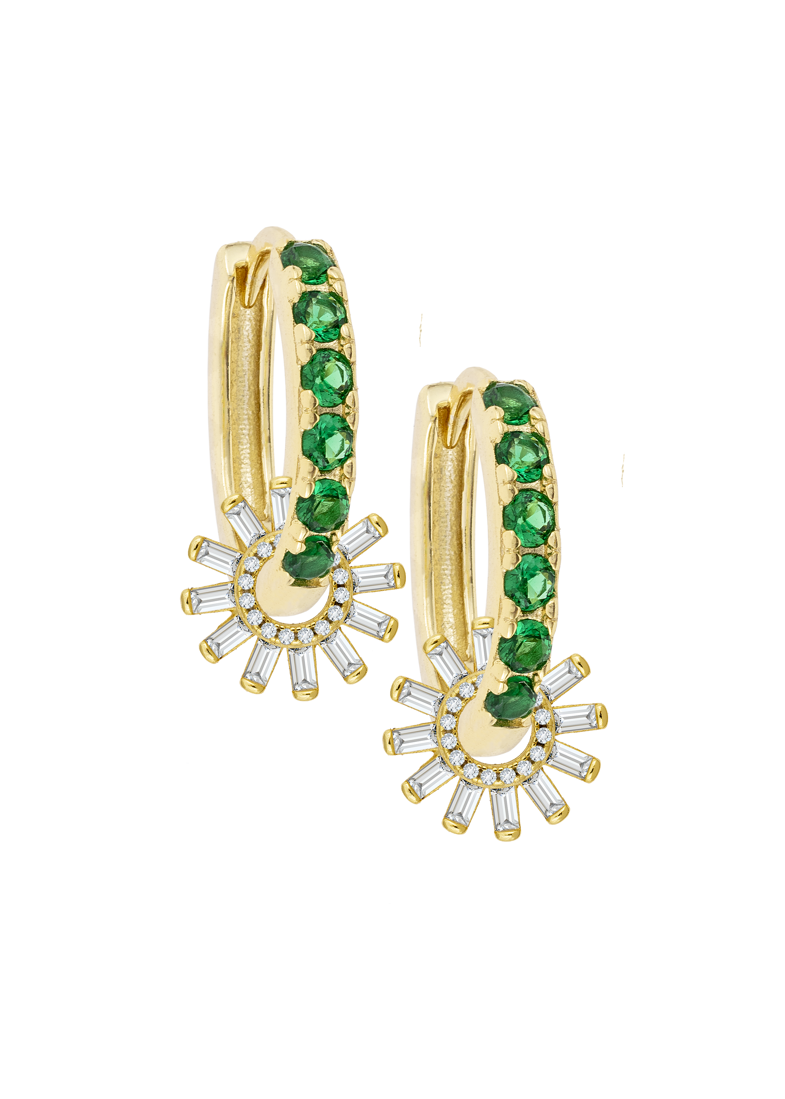 Emerald Midi hoops with or without Charms