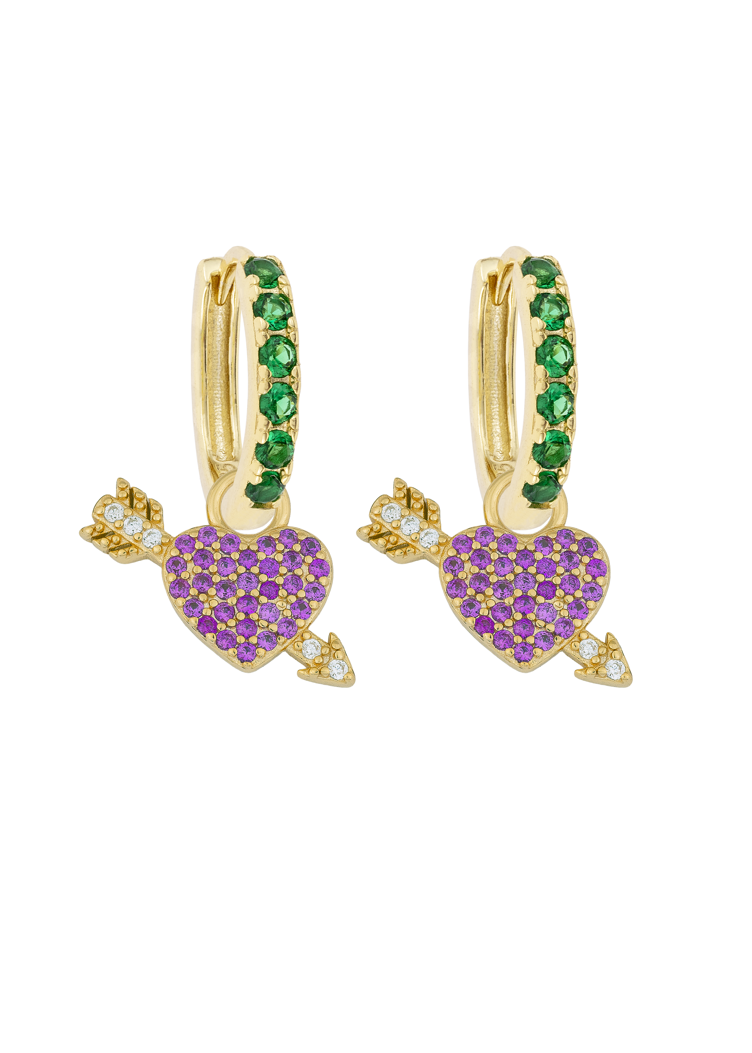 Emerald Midi hoops with or without Charms