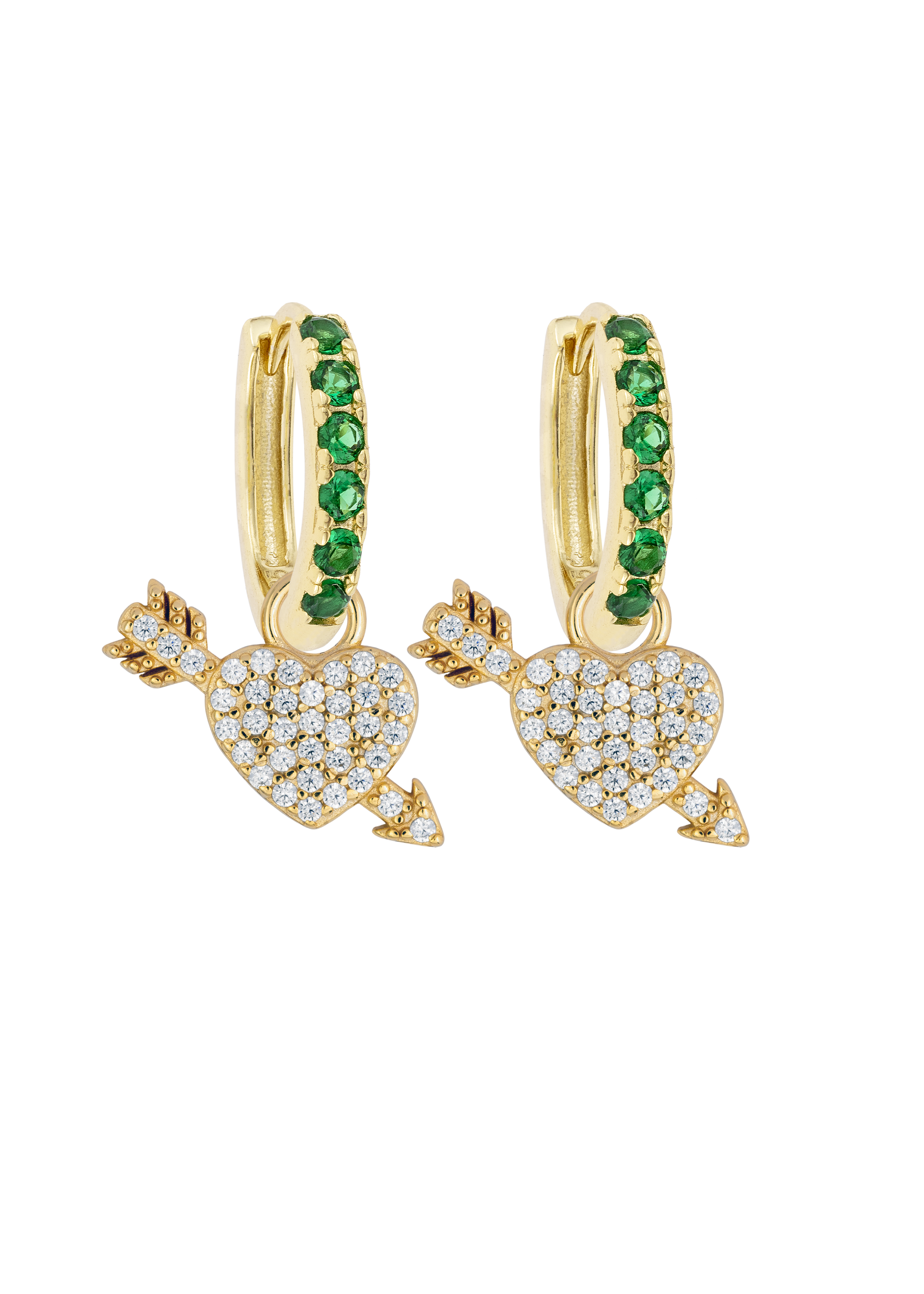 Emerald Midi hoops with or without Charms
