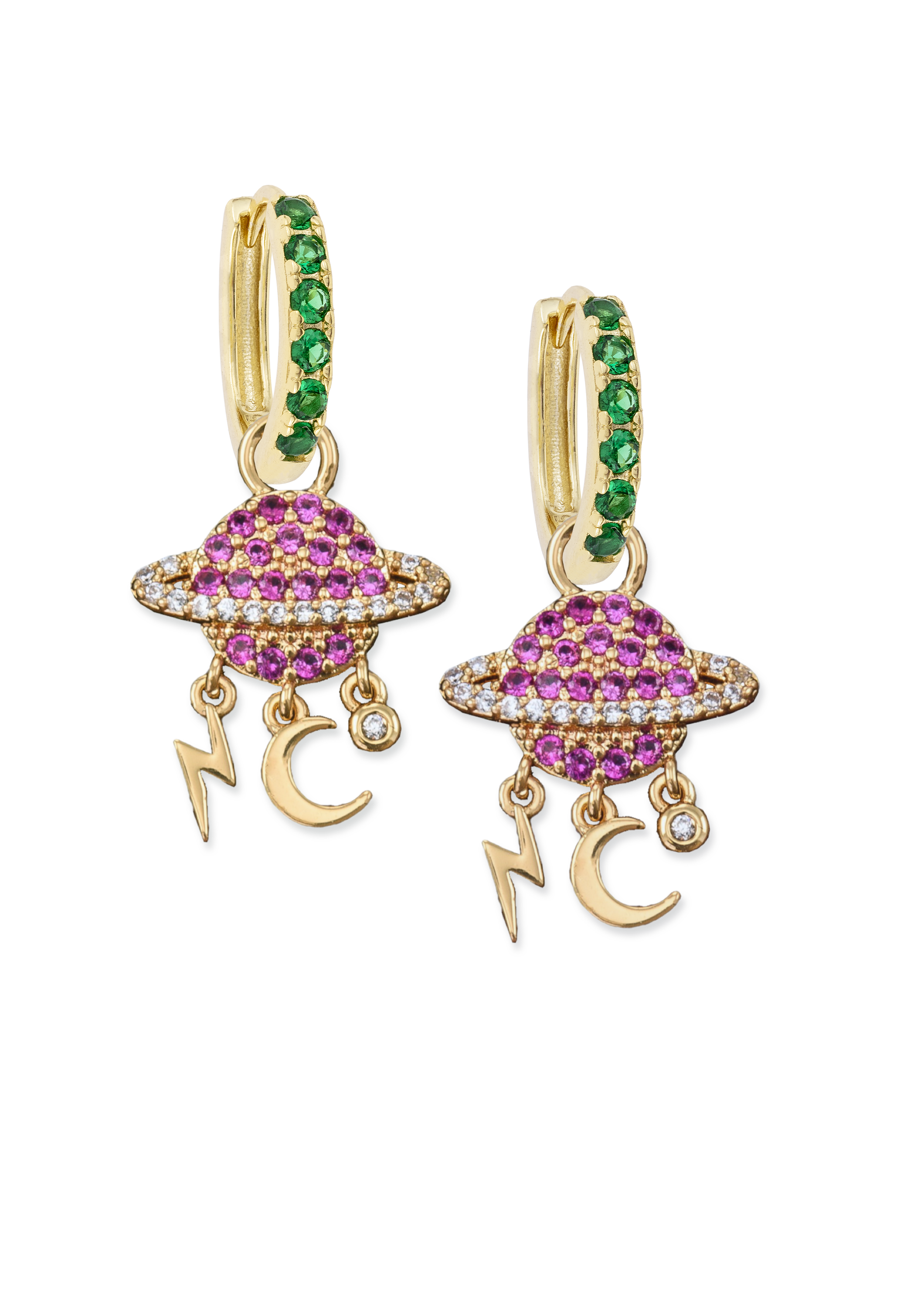 Emerald Midi hoops with or without Charms