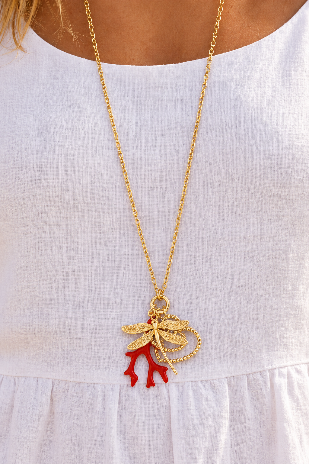 Enamel Coral Pendant